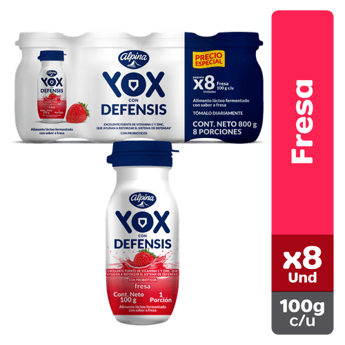 MULTIPACK BEBIDA FRESA YOX 8 UN  x 100GR