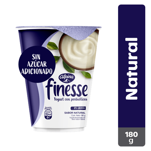 YOGURT FINESSE NATURAL  VASO*180 GR