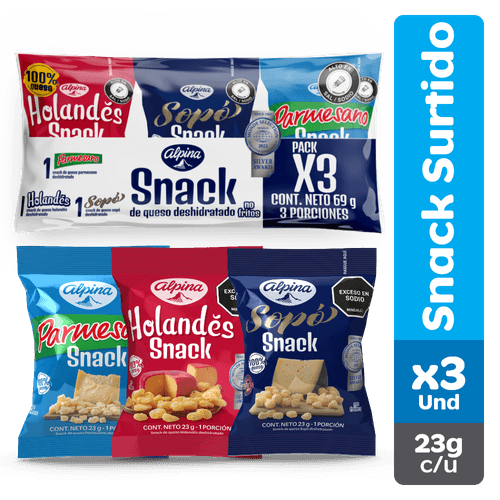 SNACK QUESO DESHIDRATADO ALPINA 3UNx23GR