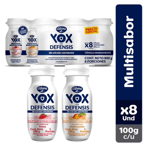 BEBIDA YOX SURTIDO SIN AZUCAR X8UN*100gr