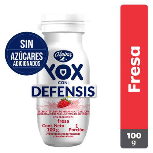 BEBIDA YOX FRESA SIN AZUCAR *100 gr