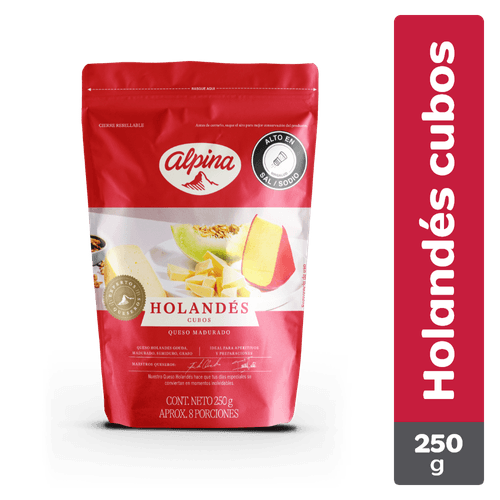 QUESO HOLANDES EN CUBOS ALPINA  x 250 GR