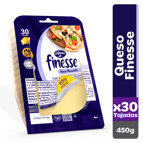 QUESO FINESSE 30 TAJADAS   x 450GR