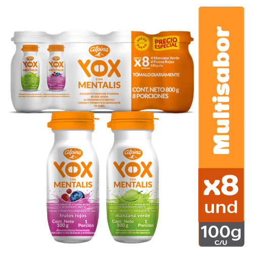 BEBIDA YOX MENTALIS SABORES 8UN*800GR