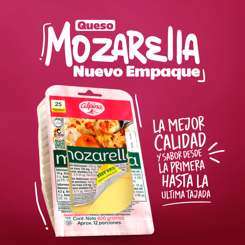 Queso Mozzarella Bloque Alpina X 1000gr