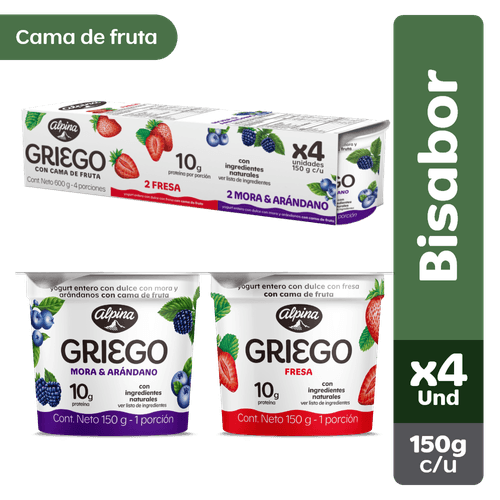 YOGURT GRIEGO ALPINA FRUTOS 4UND*150GR