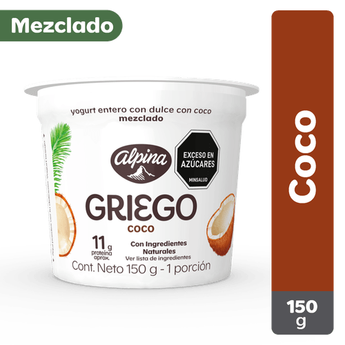 YOGURT GRIEGO SABORIZAD COCO ALPIN*150GR