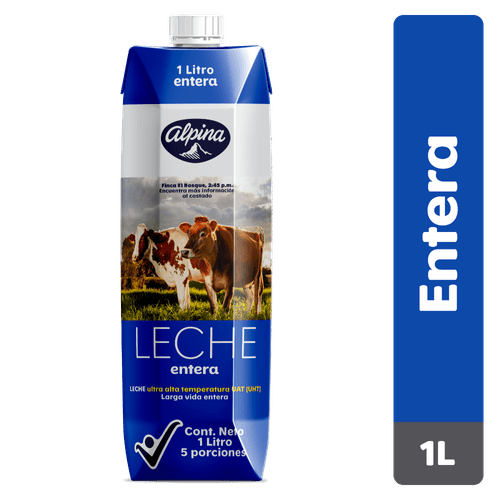 LECHE ENTERA UHT ALPINA TETRA  x 1L