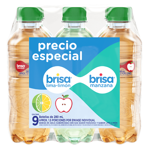 AGUA BRISA SURTIDO PACK x9UND *280ML C/U
