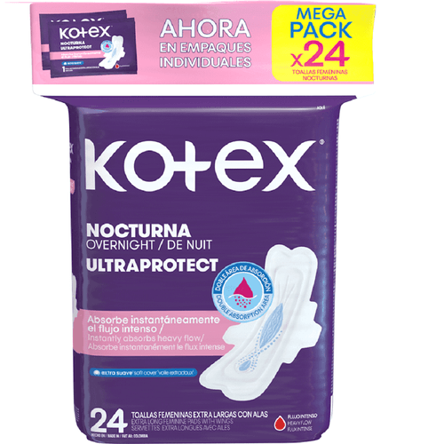 TOALLA KOTEX NOCTURNA ULTRAPROTEC *24UND