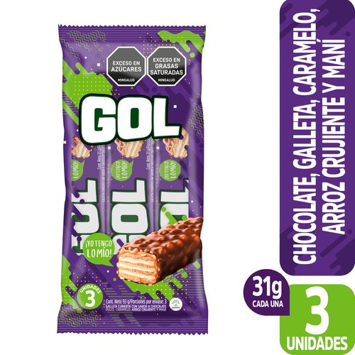 CHOCOLATINA GOL BANDEJA X3  x 31GR