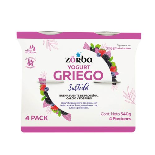 YOGURT GRIEGO ZORBA X4 SURTIDO *540GR