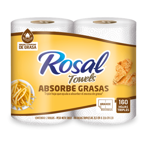 TOALLA ROSAL TOWELS 80H 3P ABSORBE GRASA