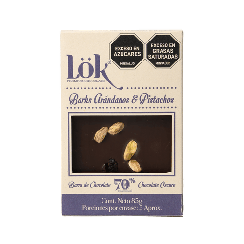 CHOCOLATE 70% ARANDANOS-PISTACHO *60GR