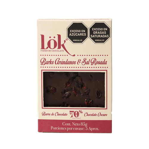 CHOCOLATE 70% ARANDANOS-SAL ROSADA *60GR