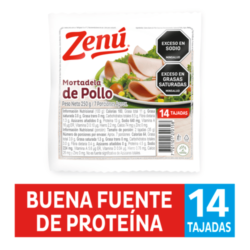 MORTADELA TRADICIONAL POLLO ZENU*250GR