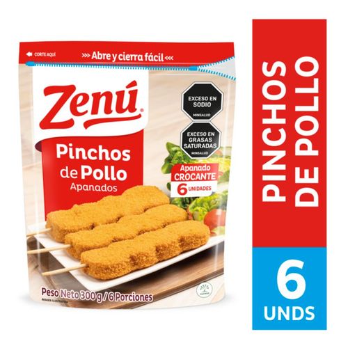 PINCHO DE POLLO APANADO ZENU X 300 GR