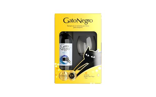 VINO GATO NEGRO MERLOT *750ML+GTS VASO