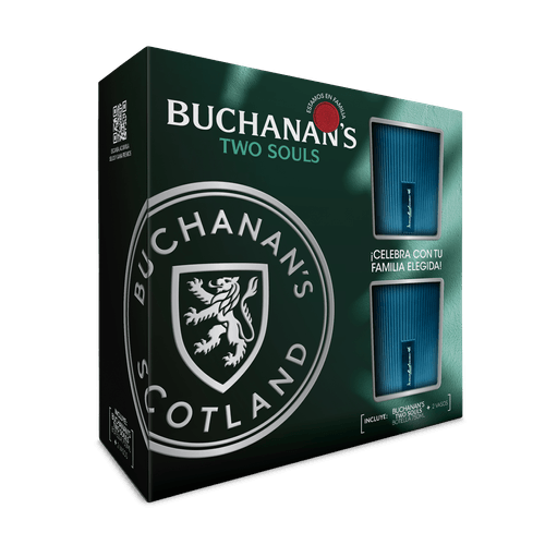 WHISKY BUCHANANS TWO SOULS *750ML+2VASOS