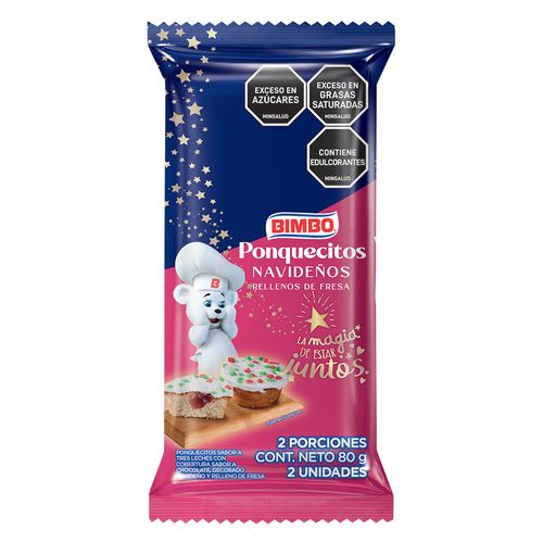 PONQUECITOS NAVIDAD FRESA BIMBO *80GR