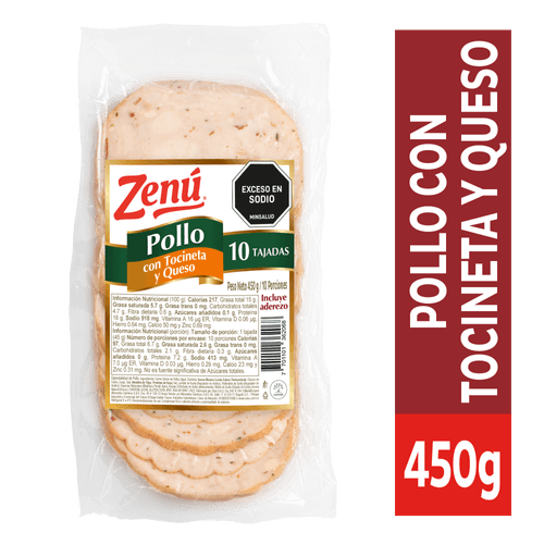 POLLO CON TOCINETA Y QUESO ZENU *450GR