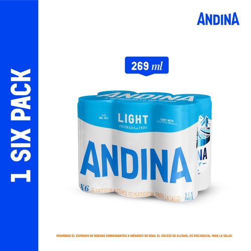 CERVEZA ANDINA LIGTH SIXPACK*269ML