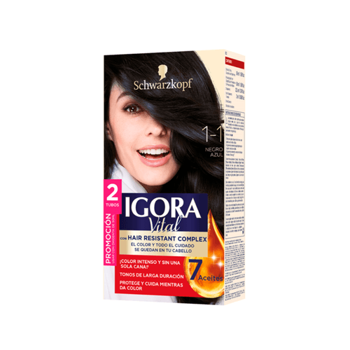 TINTE 1-1 NEGRO AZUL IGORA VITAL DT