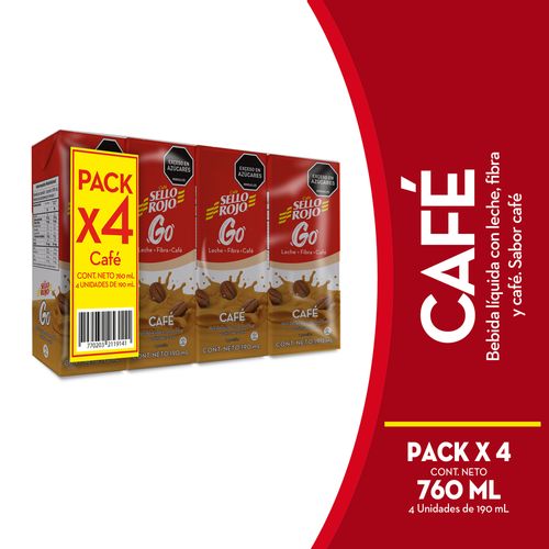 BEBIDA CAFE SELLO ROJO GO X4 *190ML