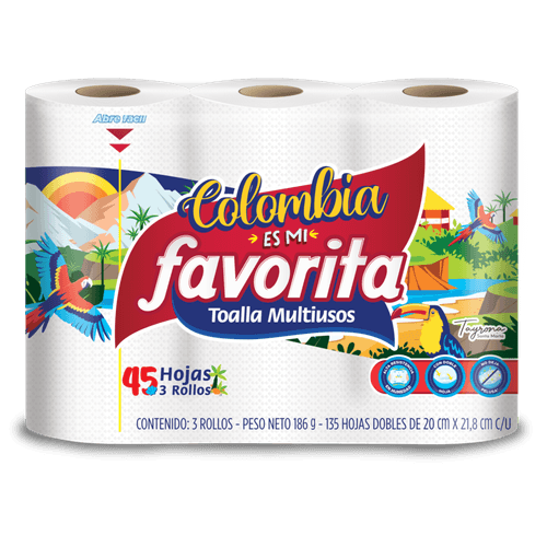 TOALLA FAVORITA MULTIUSOS 45 HOJAS *3UND