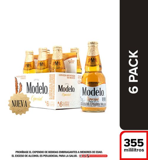 CERVEZA MODELO SIXPACK BOTELLA *355ML