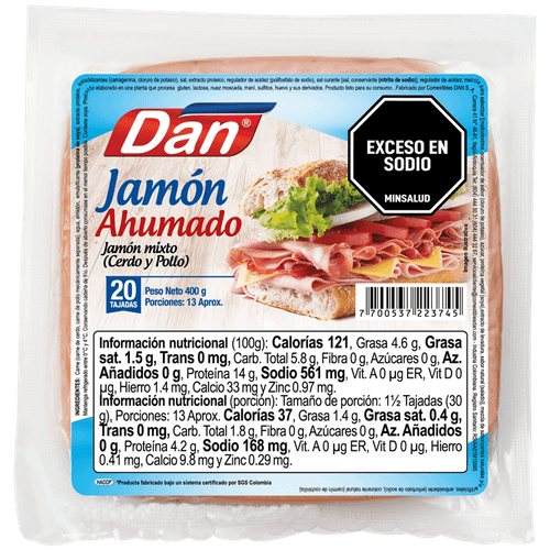 JAMON MIXTO CERDO AHUMADO DAN *400GR