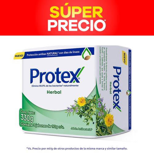 JABON HERBAL ANTIBACTE PROTEX 3U x 110GR