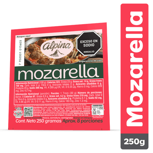 QUESO MOZARELA  x 250GR ALPINA