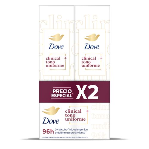 DEO DOVE CLINIC TONO UNIF AER X2 *150ML