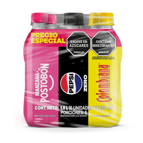PACK MANZ-COLOM-PEPSI SURT PET X6 *250ML