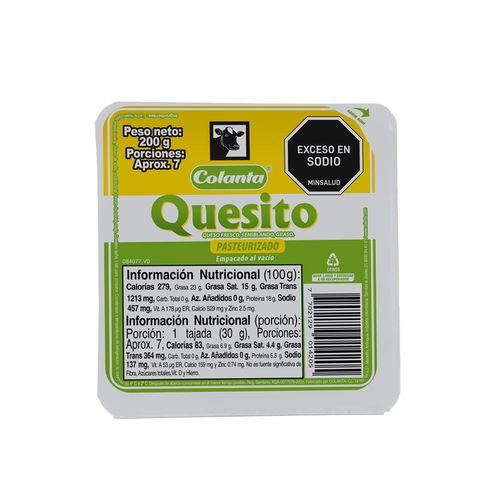 QUESITO COLANTA PASTEURI AL VACIO *200GR