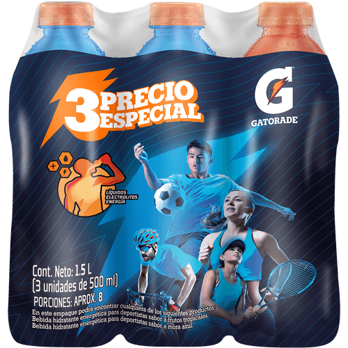 GATORADE SURT TOPICAL-BLUE X3 PET *500ML